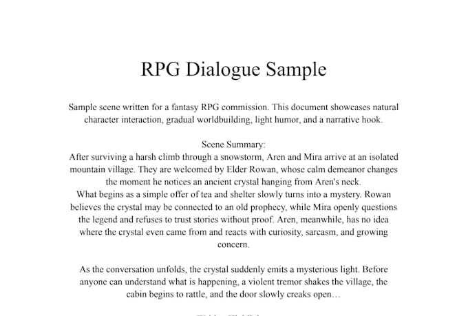write immersive dialogue for your game